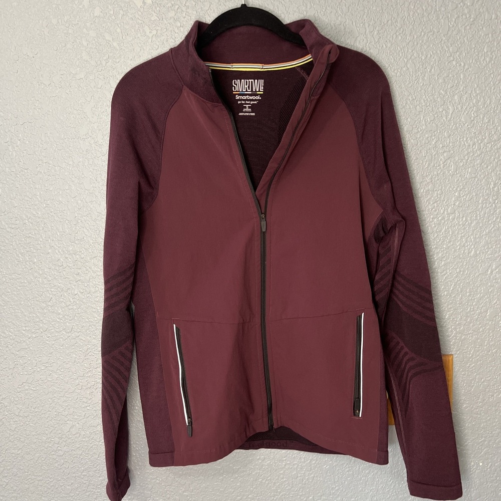 SmartWool Intraknit Active Full Zip S Merino Wool Eggplant Mid Layer Jacket